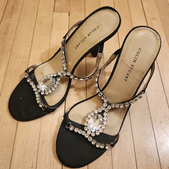 Satin and Rhinestone Evening Shoes - Picture 2 of 3